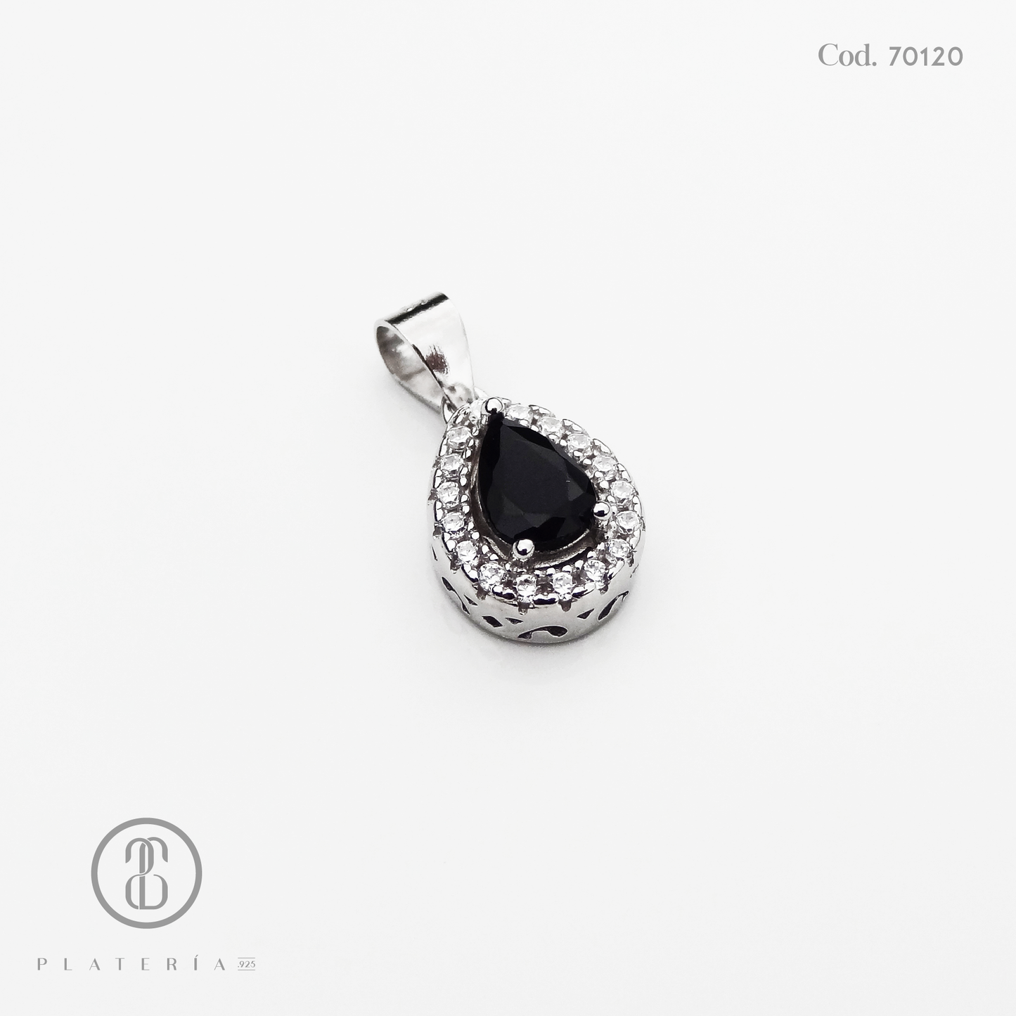 JUEGO RODINADO GOTA NEGRO PLATA.925