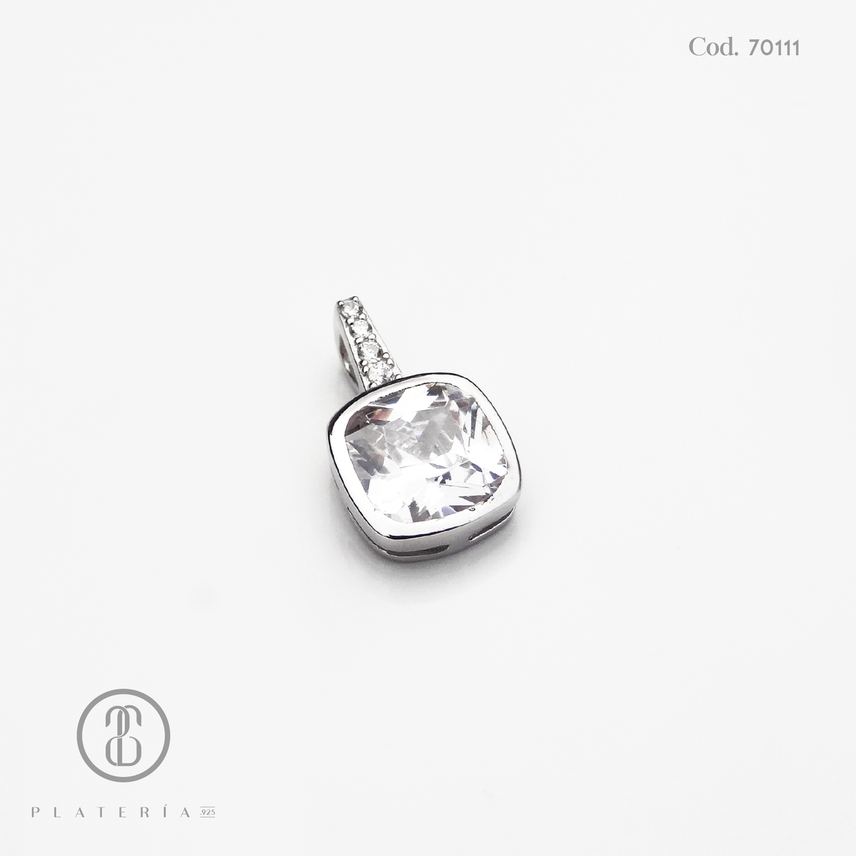 JUEGO RODINADO CUADRITO ZIRCON PLATA.925