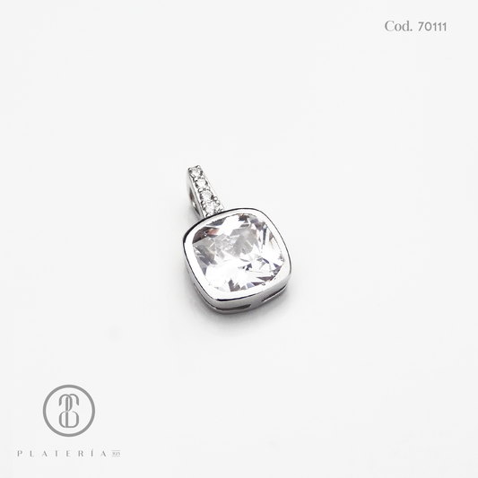JUEGO RODINADO CUADRITO ZIRCON PLATA.925