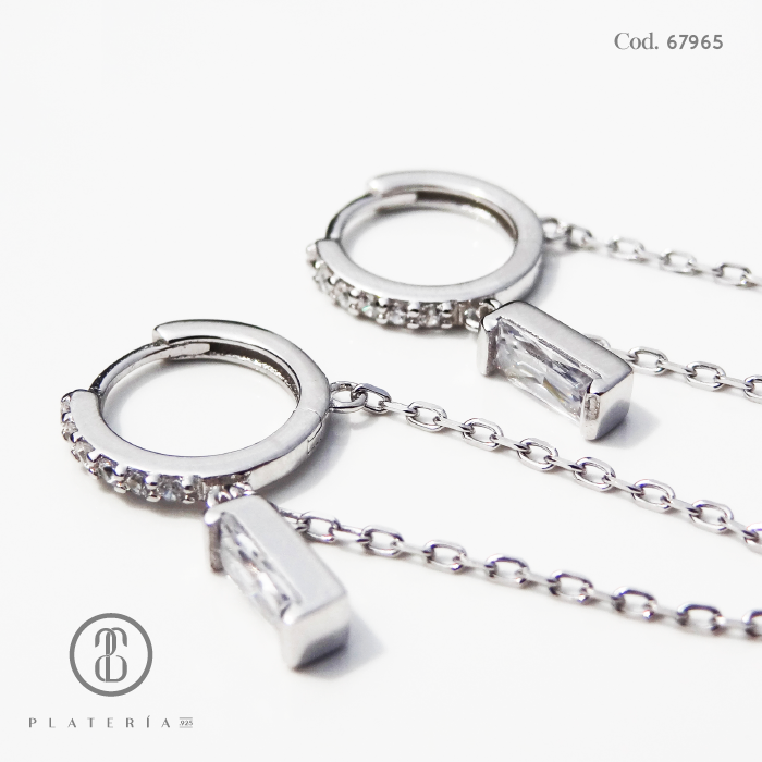 CHAIN EARING TIPO HOGGIE RODINADO PLATA.925