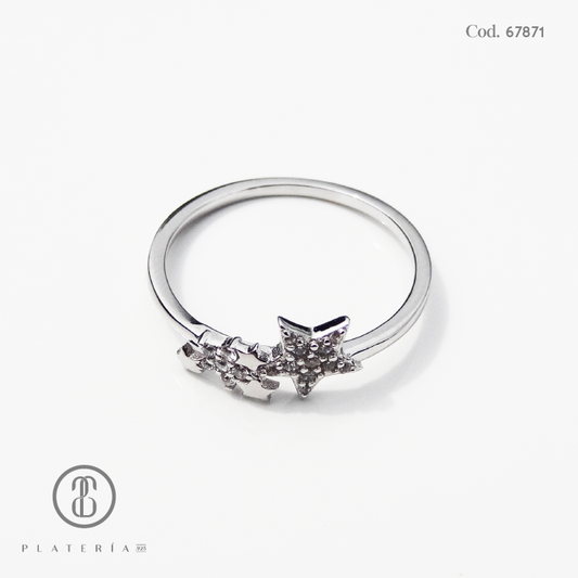 ANILLO RODINADO ESTRELLAS PLATA.925