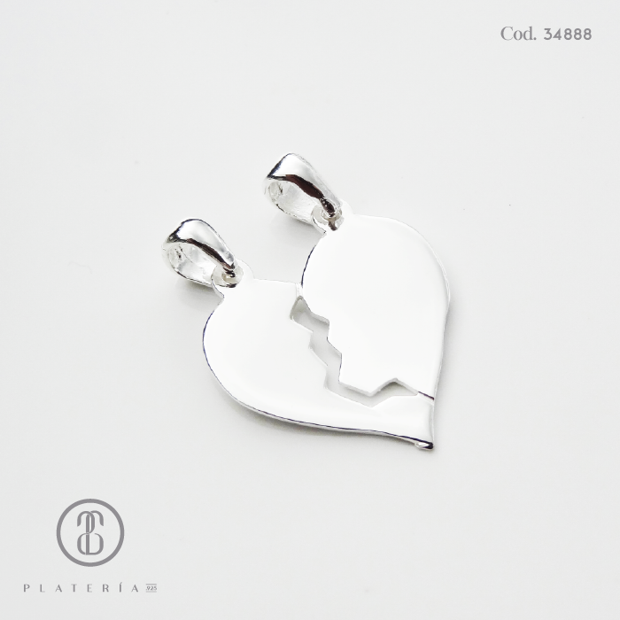 DIJE CORAZON PARTIDO PLATA.925