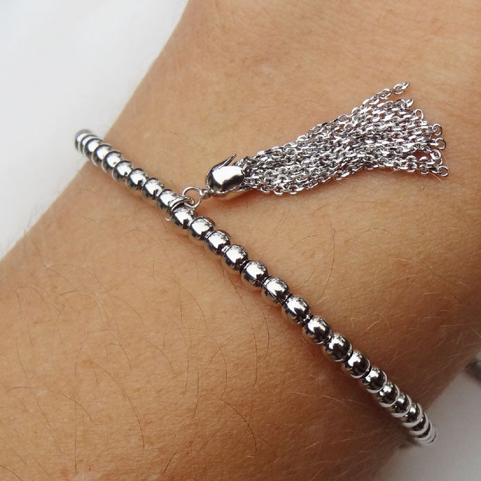 PULSERA BF C/BARBITAS PLATA.925