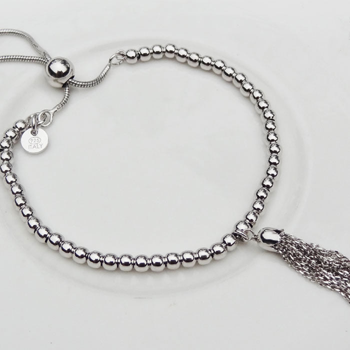 PULSERA BF C/BARBITAS PLATA.925