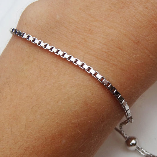 PULSERA BF CUADRITOS PLATA.925