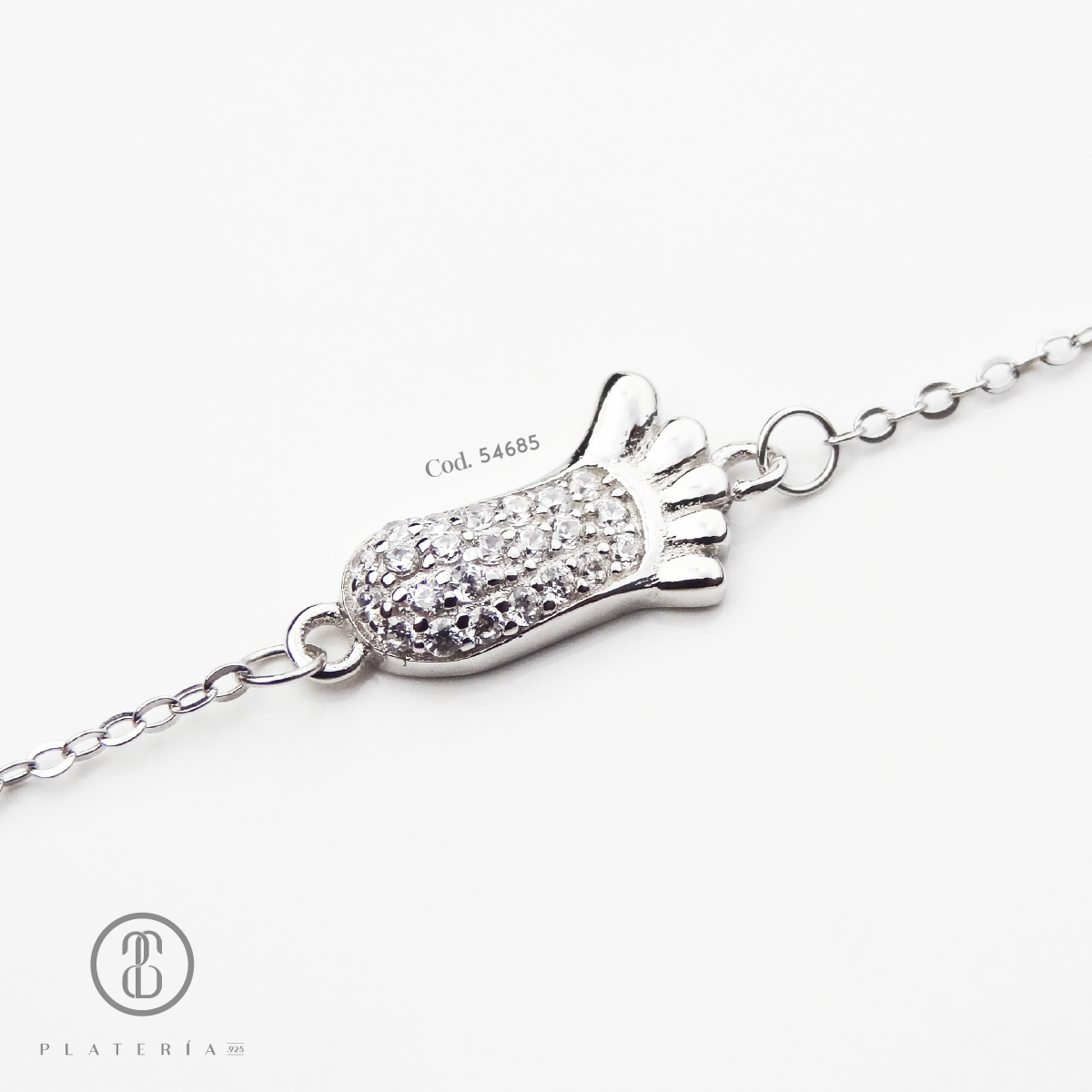 PULSERA PIECITO RODINADO PLATA.925
