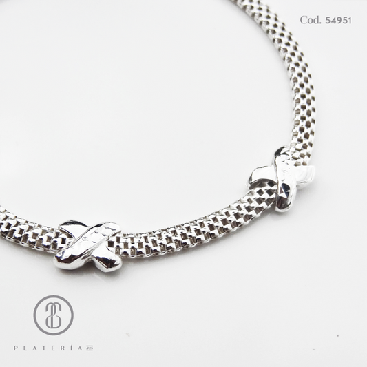 PULSERA AJUSTABLE *X* PLATA.925