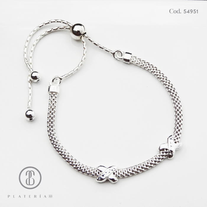 PULSERA AJUSTABLE *X* PLATA.925