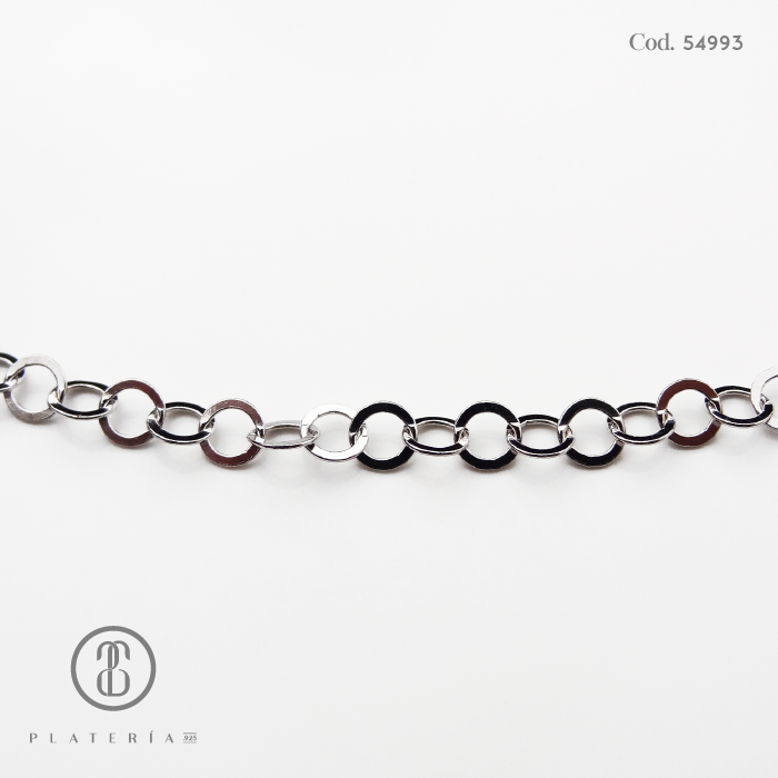 CADENA ROLO RODINADA 70CM PLATA.925