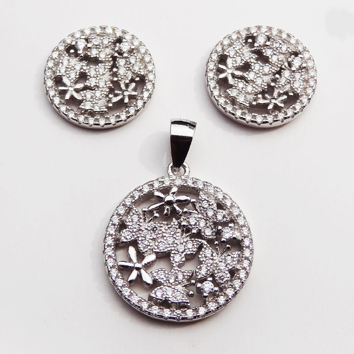 JUEGO RODINADO MARIPOSITAS PLATA.925