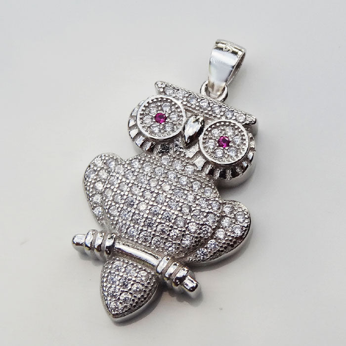 DIJE RODINADO BUHO PLATA.925