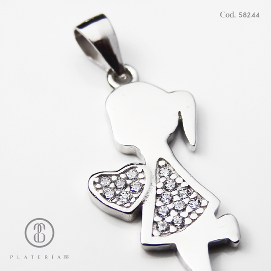 DIJE RODINADO NIÑA PLATA.925