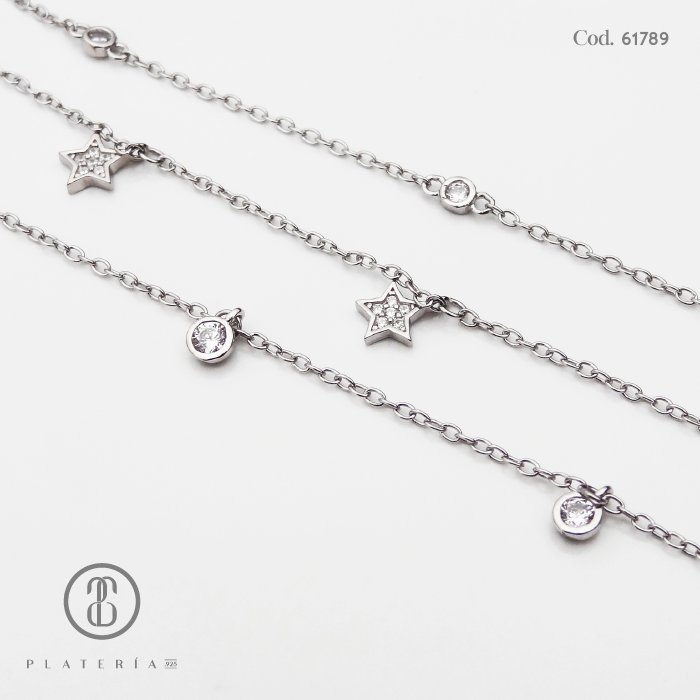 GARGANTILLA TRIPLE ESTRELLAS PLATA.925