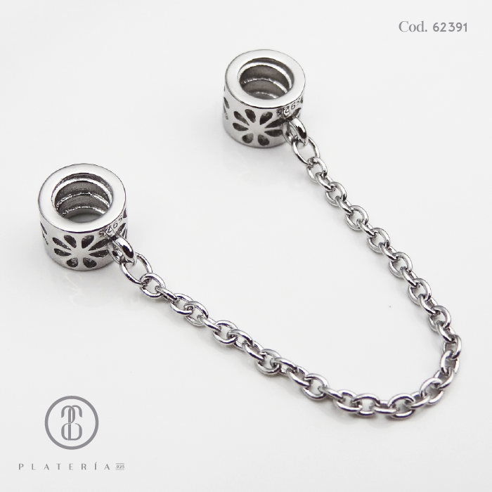 CADENA DE SEGURIDAD FLORES PLATA.925
