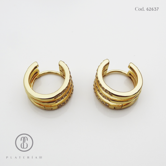 HUGGIE DORADO ZIRCON PLATA.925