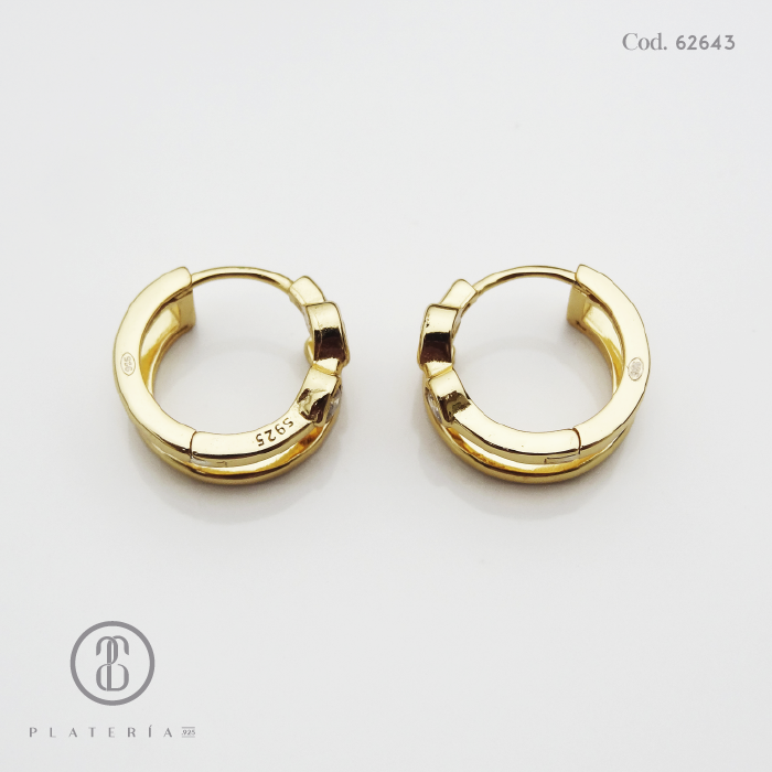 HUGGIE DORADO ZIRCONES PLATA.925