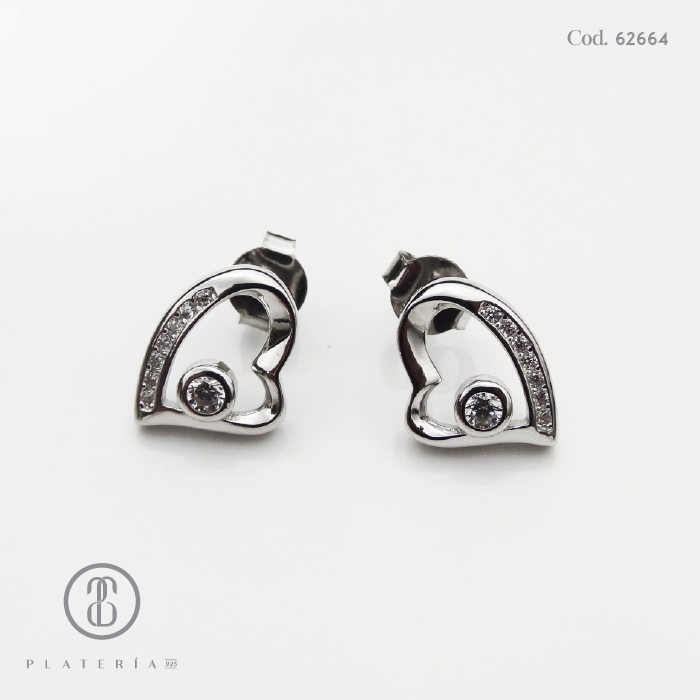 ARETE RODINADO CORAZON PLATA.925