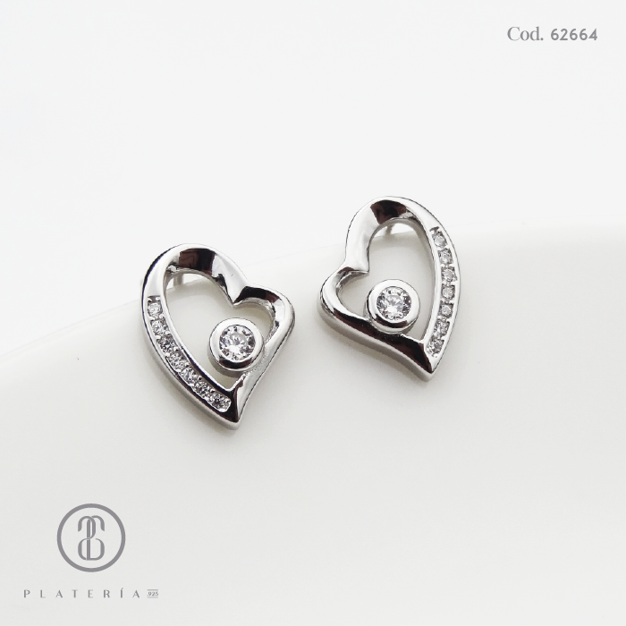 ARETE RODINADO CORAZON PLATA.925
