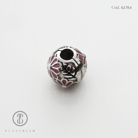 CIERRE PARA PULSERA CLIP FLORES PLATA.925
