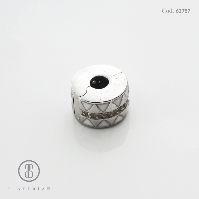 CIERRE PARA PULSERA CLIP CON BLANCO PLATA.925