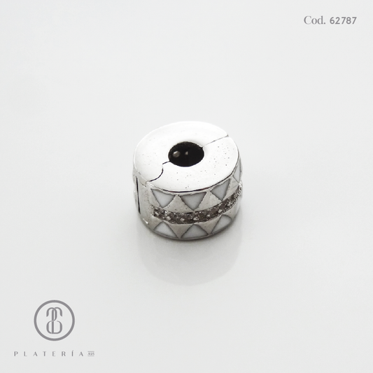 CIERRE PARA PULSERA CLIP CON BLANCO PLATA.925