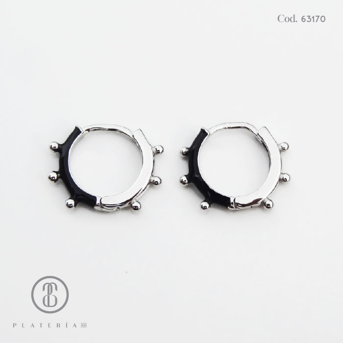 HUGGIE RODINADO CON NEGRO PLATA.925