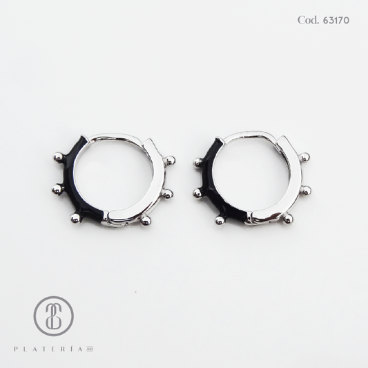 HUGGIE RODINADO CON NEGRO PLATA.925