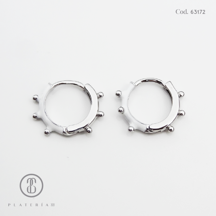 HUGGIE RODINADO CON BLANCO PLATA.925