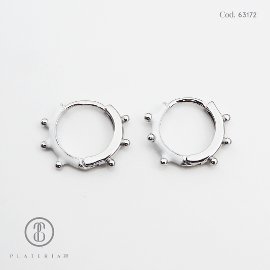 HUGGIE RODINADO CON BLANCO PLATA.925