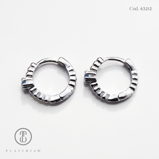 HUGGIE RODINADO PIEDRA CELESTE PLATA.925
