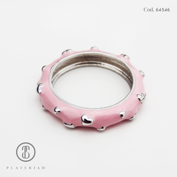 ANILLO RODINADO ROSADO PLATA.925