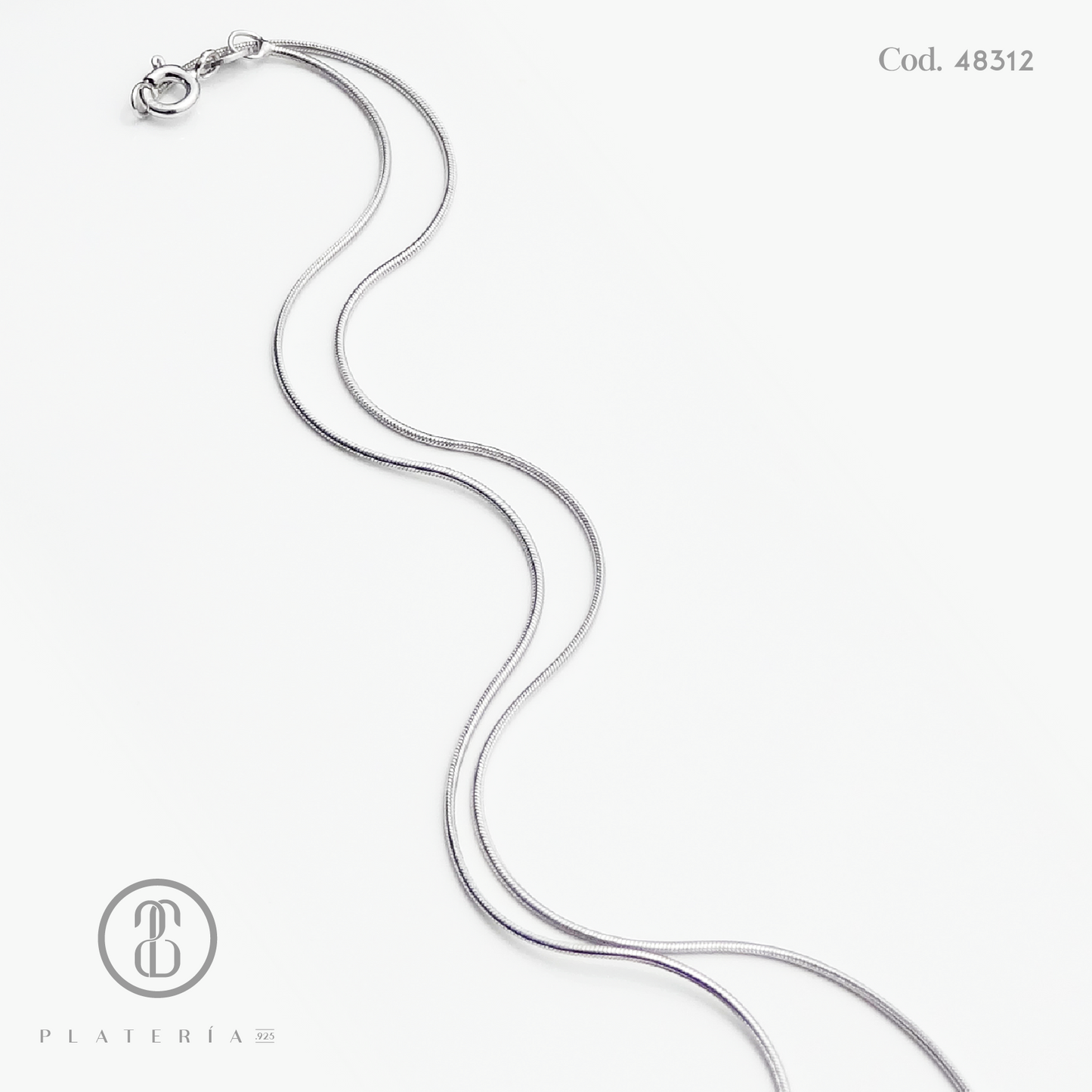 CADENA COLA DE RATA 50CM PLATA.925