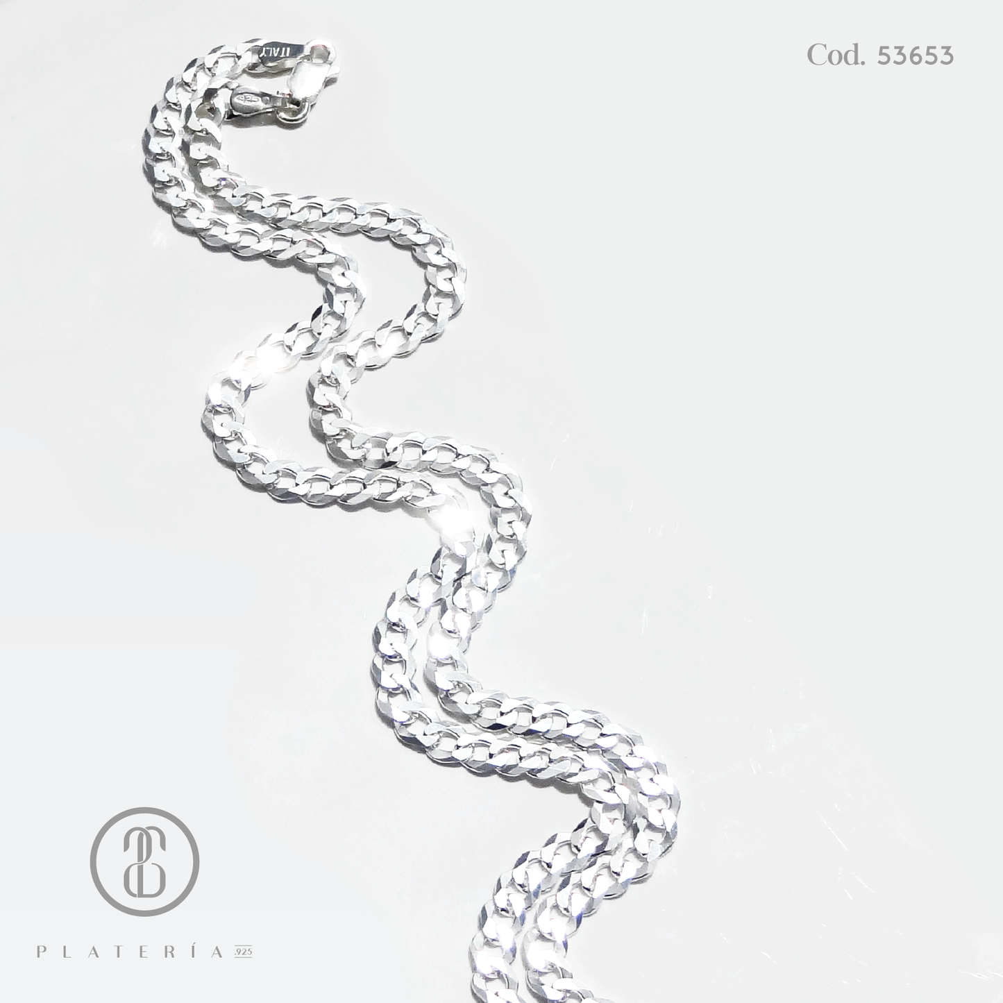CADENA MARTILLADA 50CM PLATA.925