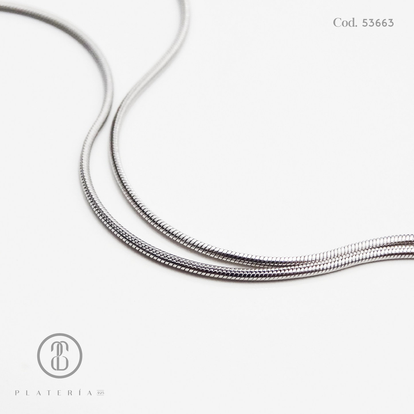 CADENA COLA DE RATA RODINADA 45 CM PLATA.925