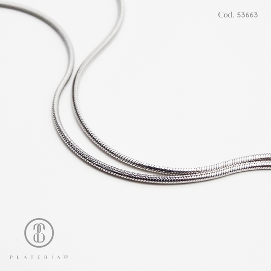 CADENA COLA DE RATA RODINADA 45 CM PLATA.925