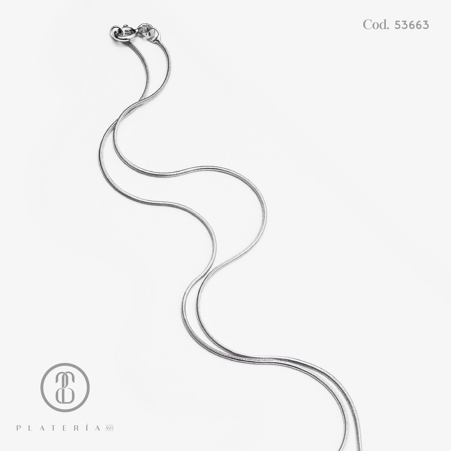 CADENA COLA DE RATA RODINADA 45 CM PLATA.925