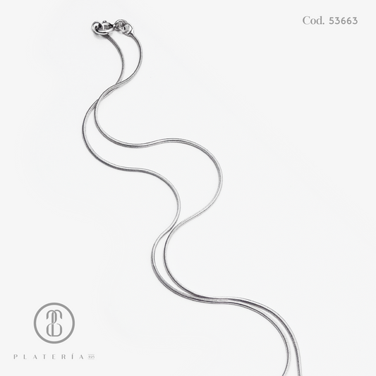 CADENA COLA DE RATA RODINADA 45 CM PLATA.925