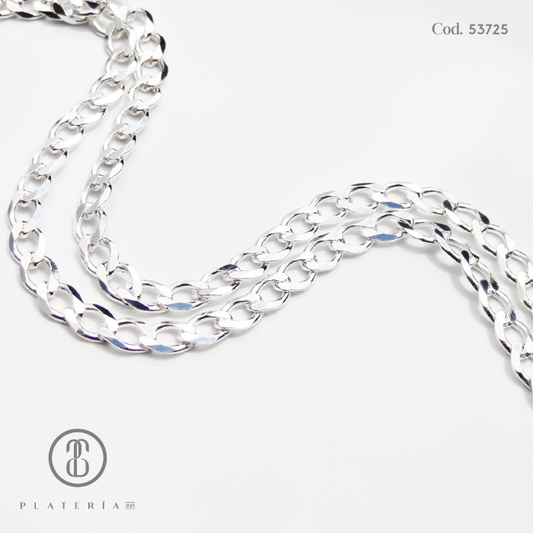 CADENA MARTILLADA 55CM PLATA.925