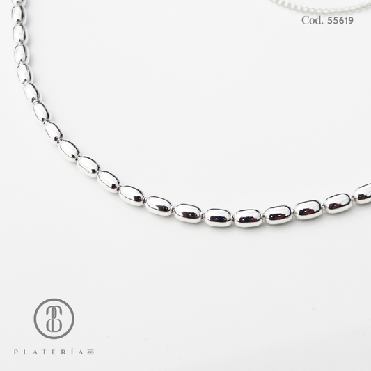 GARGANTILLA 42CM PELOTITAS PLATA.925