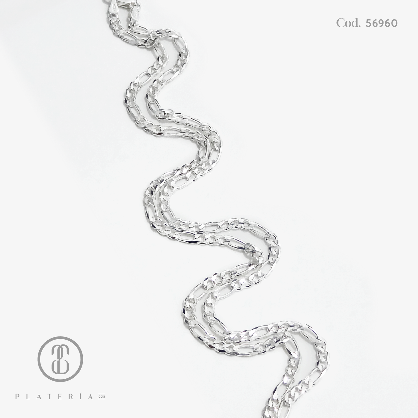 CADENA FIGARO 60CM PLATA.925