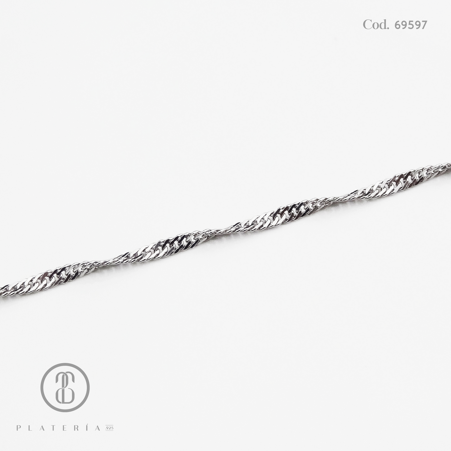 CADENA SINGAPUR RODINADA 45CM PLATA.925