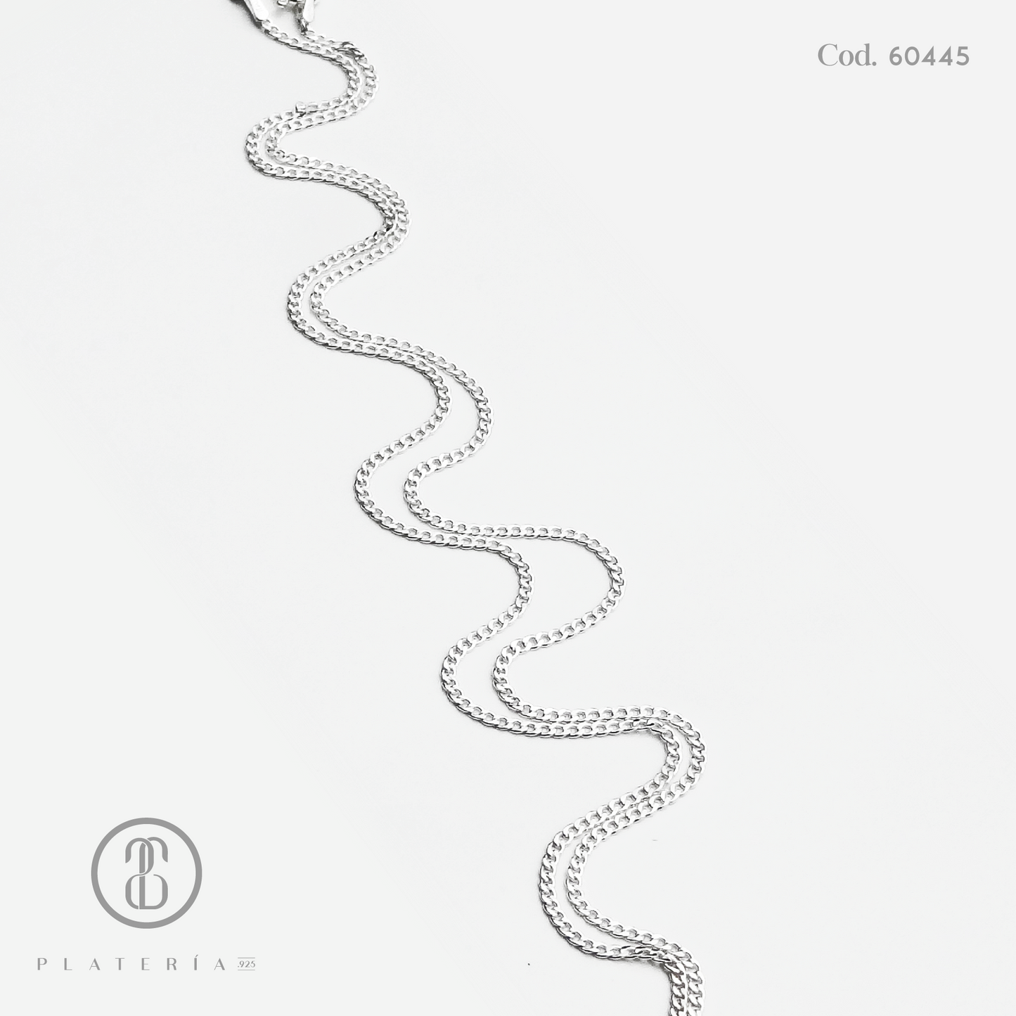 CADENA MARTILLADA 60CM PLATA.925