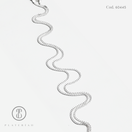 CADENA MARTILLADA 60CM PLATA.925
