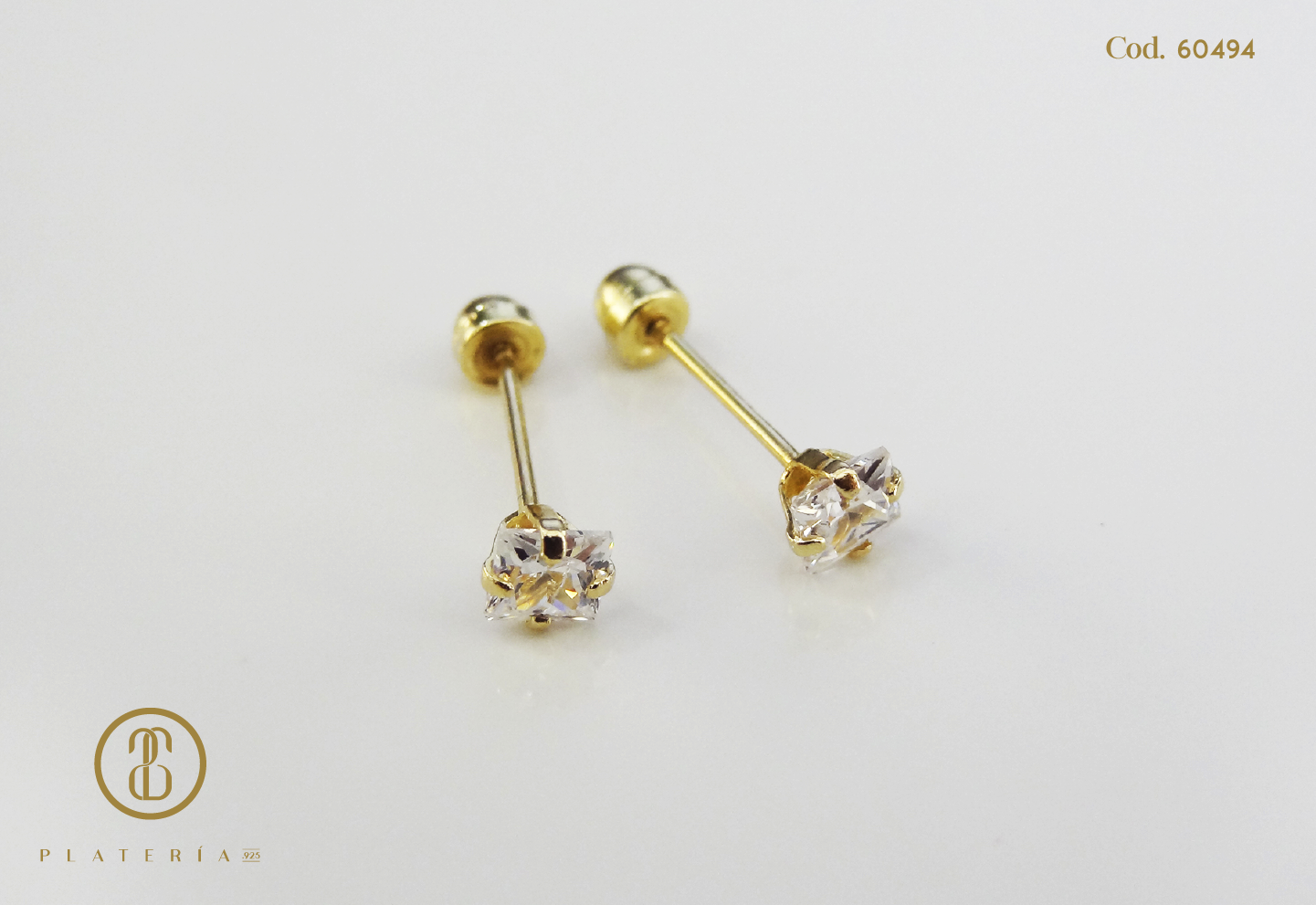 ARETE ZIRCON CUADRADO 3MM ORO 10K