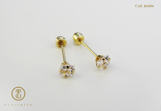 ARETE ZIRCON CUADRADO 3MM ORO 10K