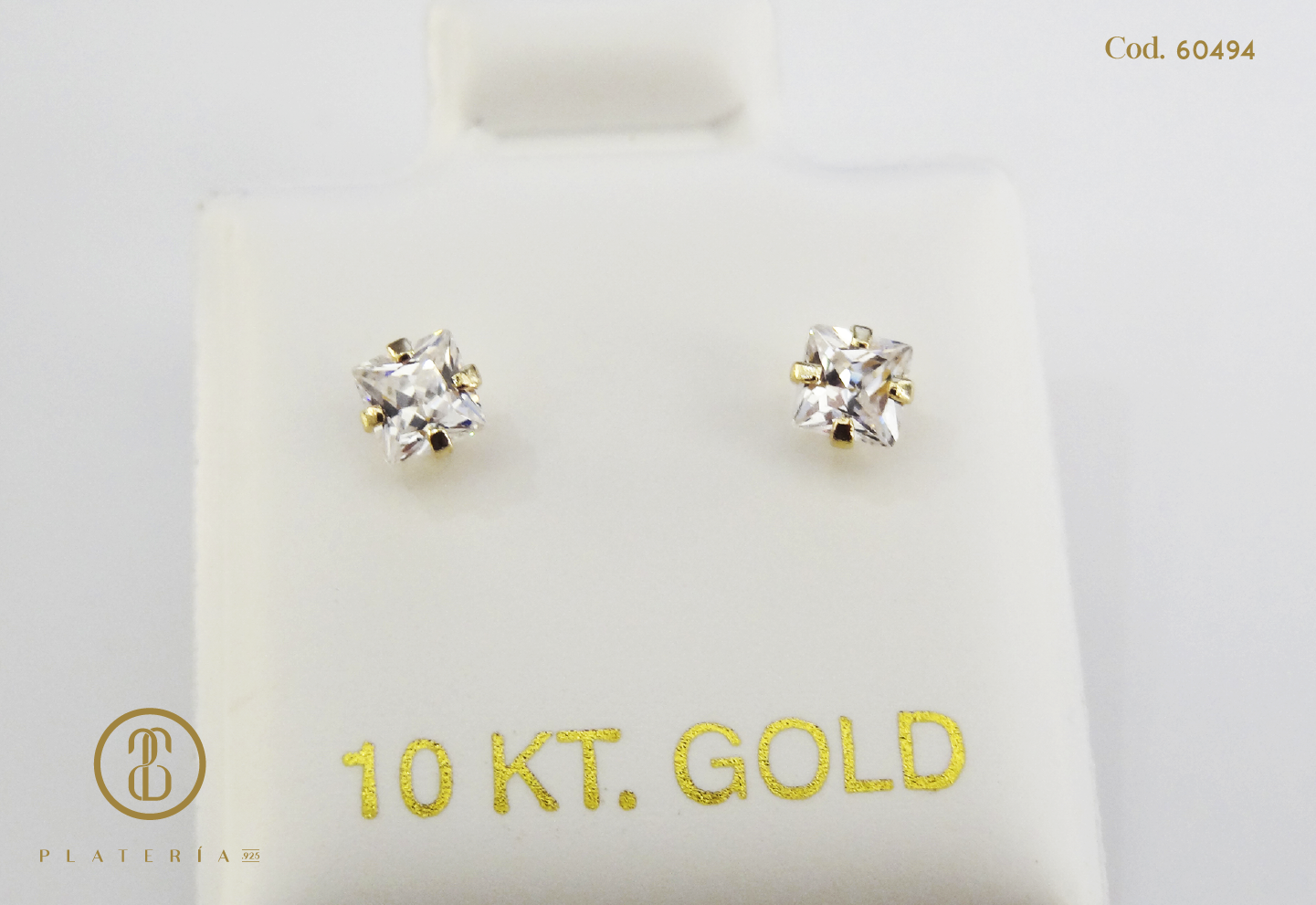 ARETE ZIRCON CUADRADO 3MM ORO 10K