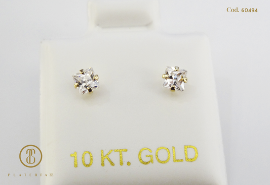 ARETE ZIRCON CUADRADO 3MM ORO 10K