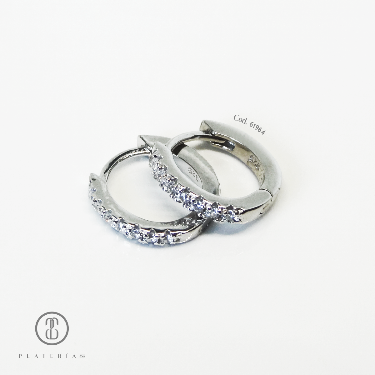 HUGGIE RODINADO PIEDRAS PLATA.925