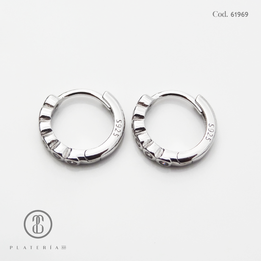 HUGGIE RODINADO CIRCONES PLATA.925