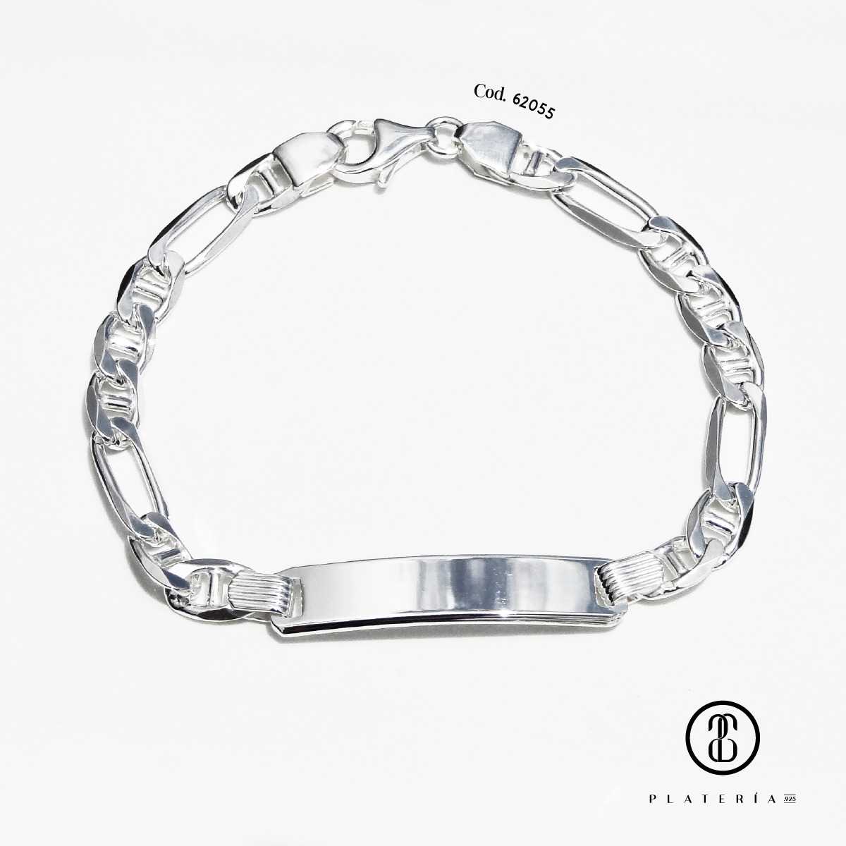 PULSERA CON PLACA 19CM PLATA.925